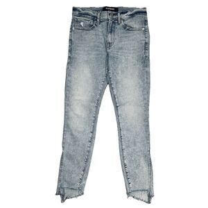 Express Cropped Legging Jeans Womens 4 Blue Distress Stretch Measures 28 x 25